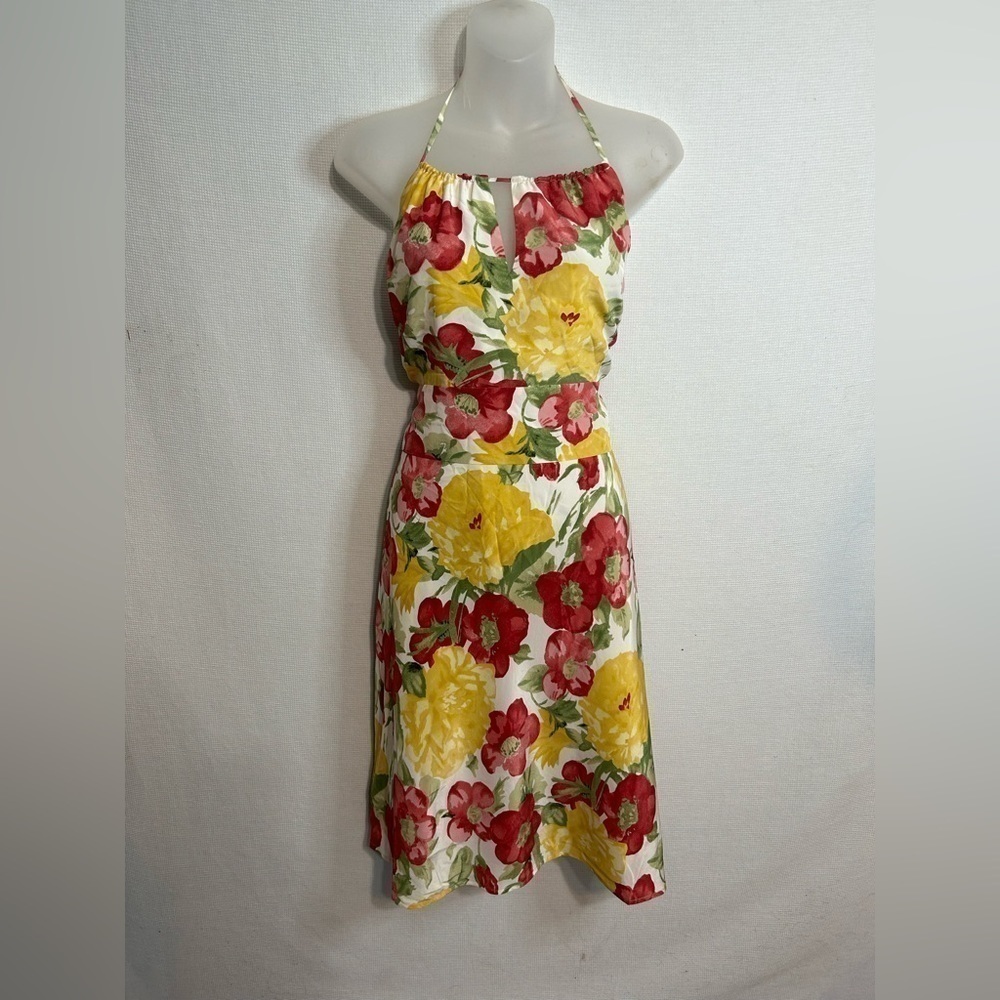 Loft 100% silk floral halter dress